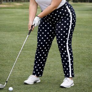 Polo Golf- Ralph Lauren, Black pants with White Polka Dots, size 10, Golf attire
